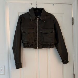 Zara Brown Cropped Jacket